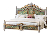 Lit double de luxe en bois massif de style rococo français, personnalisable, hauteur réglable, gravé à la main, antique, pour chambre à coucher de villa