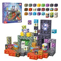 200 Pièces Blocs de Construction Magnétiques Pixel Cave 3D Aventure STEM Éducatifs Créatifs avec Élément Cristal de Lave