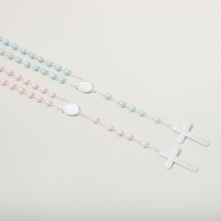 Offre Spéciale perle 8mm perles de verre catholique jésus croix chapelet vierge marie médaille collier bijoux religieux en gros
