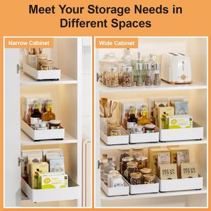 3 Pack Metal Pull Out Cabinet Organizer Kitchen and Bathroom Slide Out Drawers with Storage <strong>Shelf</strong> <strong>Box</strong> Packed - Product Image 3