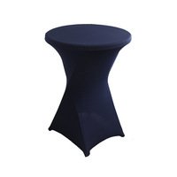 Couvertures de table de barre noires Nappe de table de barre extensible avec jupe Jupe de table de cocktail ronde