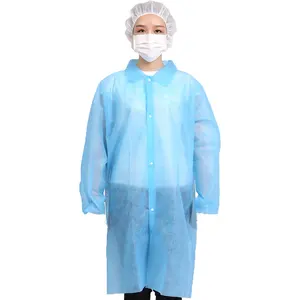 Blouse de laboratoire personnalisée antistatique à usage unique PP SMS PP enduit de PP jetable blouse de laboratoire PE OEM