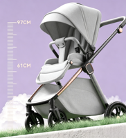 Poussette bébé 3-en-1 pliable en alliage d'aluminium de haute qualité, landau économique 6-36 mois, légère, certifiée EN1888, vente en gros