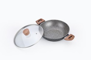 Ensemble de poêles classiques en aluminium gris antiadhésives, saines et sûres, compatibles avec les plaques à induction, logo personnalisé, matériau en granit pour la cuisine à domicile - Product Image 4