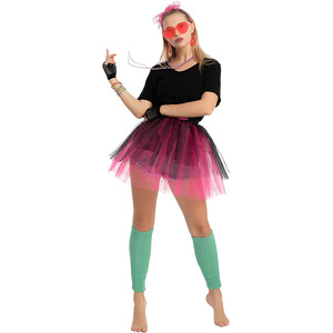Conjunto de Disfraz de los Años 80 para Mujer, Falda Tutú, Diadema, Gafas, Collar, Accesorios para Disfraz de Halloween o Navidad - Product Image 5