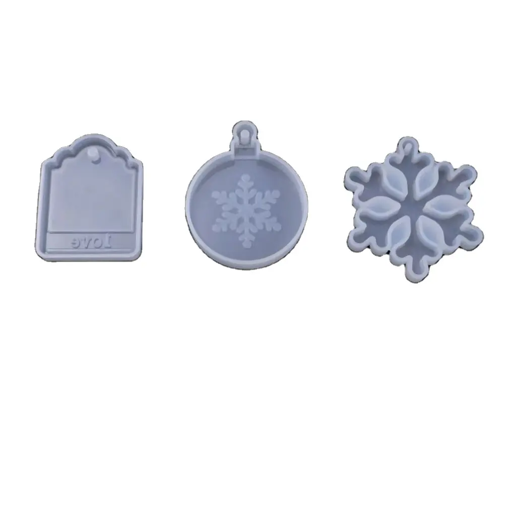 Cetakan gantung lem kristal DIY bundar kepingan salju Natal cetakan Hangtag cetakan silikon ornamen gantung