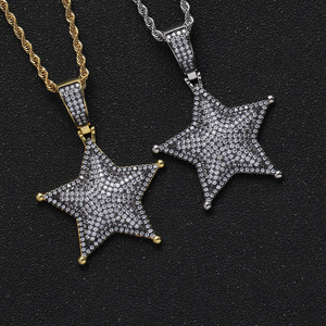 Pendentif Pentagramme, Accessoires Hip Hop, Cuivre incrusté de Zircon, Ciel étoilé nocturne, Collier pendentif étoile colorée - Product Image 3