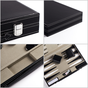 Set da viaggio personalizzato per adulti Backgammon portatile con custodia in pelle e chip per giochi di scacchi - Product Image 4