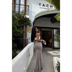 กระโปรงยาวคลุมเข่าเอวจักรวรรดิกระโปรงทรงดินสอแต่งด้วยหนังปักลายและผ้าสแปนเด็กซ์ผ้าไหมธรรมดาประดับโบว์ - Product Image 1