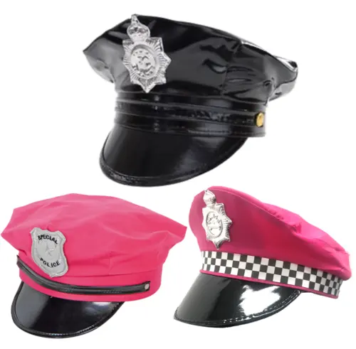 POLICE HAT AMERICAN UK CHECKERED FANCY DRESS COSTUME CAP ARMY PINK HEN NIGHT 