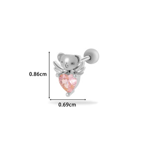 Boucles d'oreilles barbell en acier inoxydable CZ colorées à double filetage pour cartilage |   Clous d'oreille mignons pour piercing hélix, tragus, lobe - Product Image 6