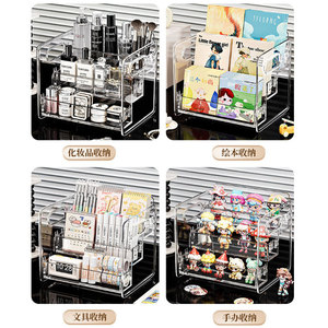 Transparent <b>Acrylic</b> Cosmetic Storage Box Multi Layer Desktop <b>Organizer</b> For <b>Makeup</b> Skincare Products With Stepped Design - Product Image 1