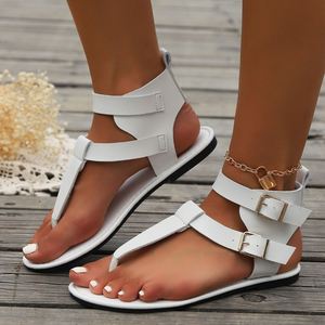 2026 Summer New Korean Style Low Heel Clip Toe Roman <b>Sandals</b> Women Fashion Comfortable Belt Buckle <b>Flat</b> High Top Shoes - Product Image 6