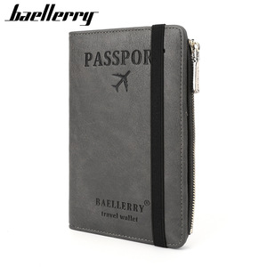 Porte-passeport Baellerry RFID anti-magnétique, portefeuille de voyage unisexe avec fermeture éclair, clip pour billets d'affaires, couleur unie - Product Image 2