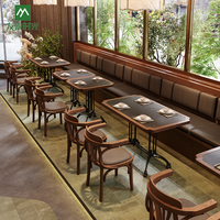 Ensemble table et chaises en bois et cuir pour restaurant commercial moderne, design moderne durable et respectueux de l'environnement pour les cafés, les cafétérias et les hôtels