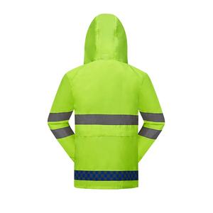 Jas hujan Pria, dua buah 0.23mm tahan air minyak tahan kimia kain Oxford lapisan <span class=keywords><strong>PVC</strong></span> jas hujan reflektif - Product Image 3