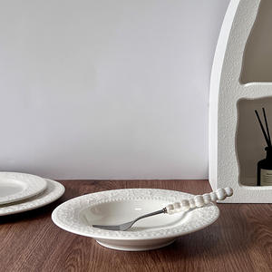 Services <span class=keywords><strong>de</strong></span> Table en Porcelaine Blanc Rétro Noël à Relief pour Dîner, Vaisselle en Céramique, Assiettes à Gâteaux, Desserts et Cuisine Occidentale - Product Image 2