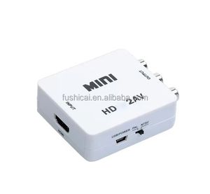 Mini convertisseur HD vers <span class=keywords><strong>AV</strong></span> avec alimentation <span class=keywords><strong>USB</strong></span> CVBS rouge jaune blanc sortie 5V entrée 1080p résolution affichage couleur - Product Image 1