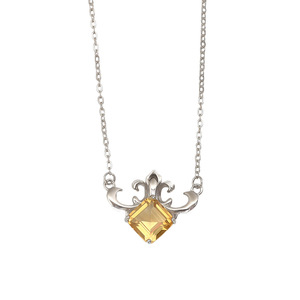 Collier minimaliste pour femme avec fleur française en cristal carré de 7 mm, en argent sterling 925 et améthyste, cadeau de fête pour elle - Product Image 1
