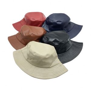 Chapeau bob en cuir PU chaud pour l'hiver, imperméable, pliable, à dessus plat, style pêcheur - Product Image 2