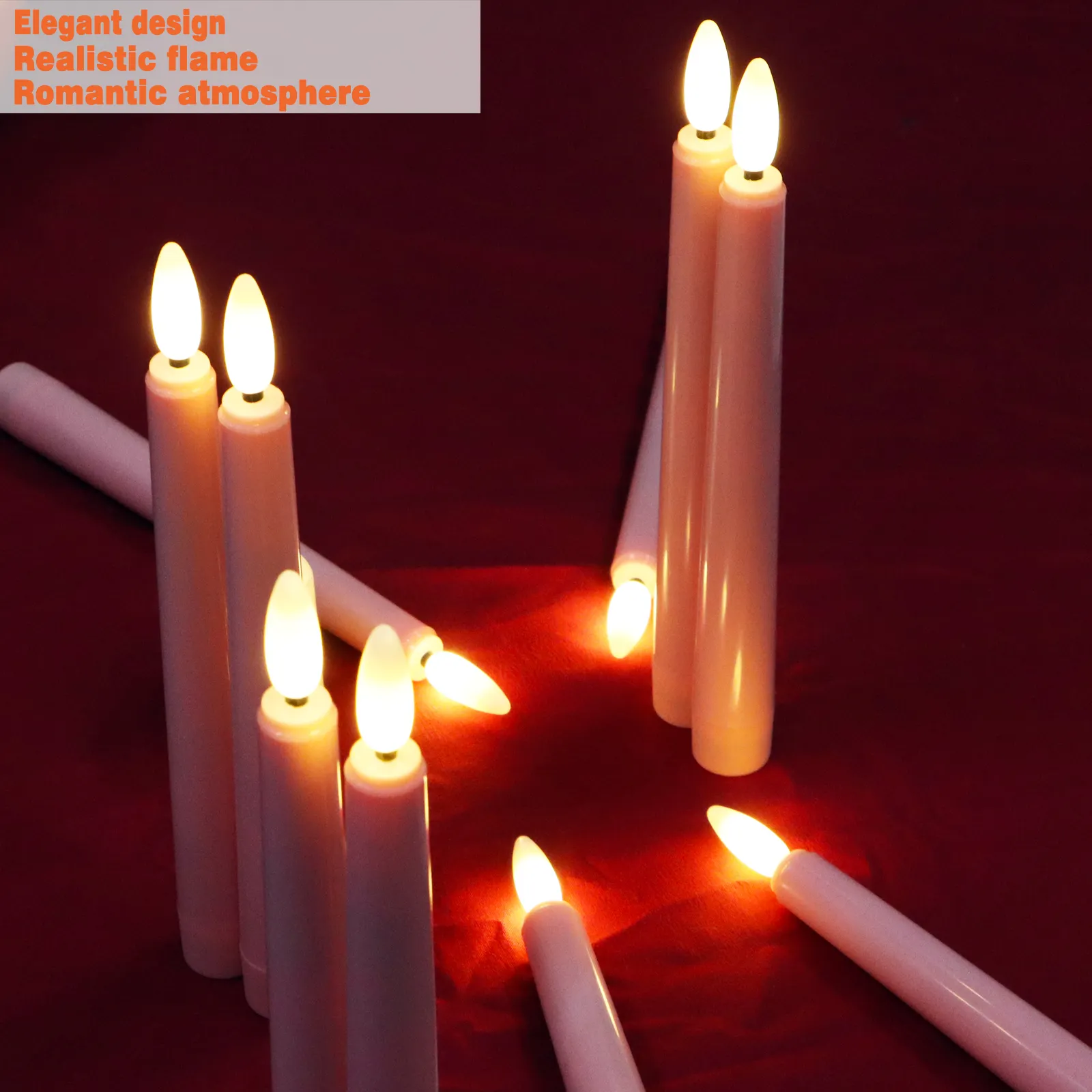 Hochzeits dekoration Kerzen Batterie betriebene romantische Kerzen Rosa Farbe Flackern Flame less Taper Candle 21cm