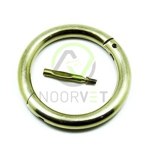 Anneau de nez de taureau auto-perçant en laiton avec instrument vétérinaire à vis de rupture 3 1/2 pouces X 5/16 & 3/8" - Product Image 1