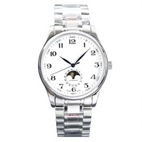 Montre mécanique automatique pour homme GS Factory Master Collection, phase de lune, bracelet en cuir véritable, boîtier en acier inoxydable, fermoir caché