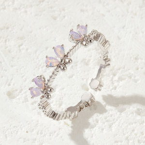 Butterfly Open <b>Ring</b> Micro Pave Pink Crystal Adjustable Index <b>Finger</b> <b>Ring</b> Jewelry Gift - Product Image 4