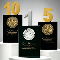 Plaque de récompense personnalisée pour employés avec horloge numérotée 5, 10, 25 ans de service, trophée en cristal pour anniversaire de départ à la retraite