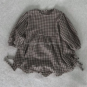 Low MOQ Custom Manufacturer Gingham 100% Cotton Casual Side Tie <strong>up</strong> <strong>Toddler</strong> Children <strong>Clothes</strong> Puff Sleeve Kids Girls <strong>Dress</strong> - Product Image 2