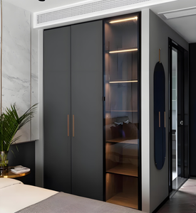 Armoire de rangement en bois à double porte Armoire élégante en bois design pour chambre à coucher - Product Image 1