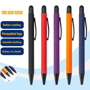 Hot Selling Promotion New Multifunktions-Ball Stylus Soft Touchscreen-Stift 2 in 1 mit benutzer definierten Logo Metall Kugelschreiber