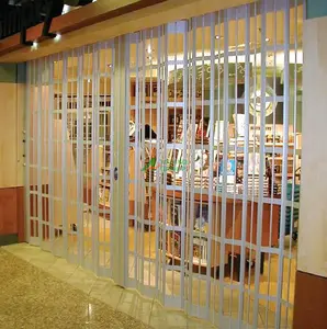 Porte coulissante avant en Aluminium polycarbonate, magasin Commercial, accordéon en plastique transparent, portes pliantes pour porte de séparation de sécurité