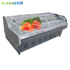<span class=keywords><strong>Vitrina</strong></span> comercial de carne fresca para supermercado-Mostrador refrigerado al aire libre de acero inoxidable con tapa de vidrio e iluminación LED - Product Image 6
