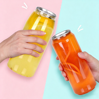 Canette en plastique PET transparente de qualité alimentaire pour boissons gazeuses, avec couvercle à ouverture facile, pour jus de fruits