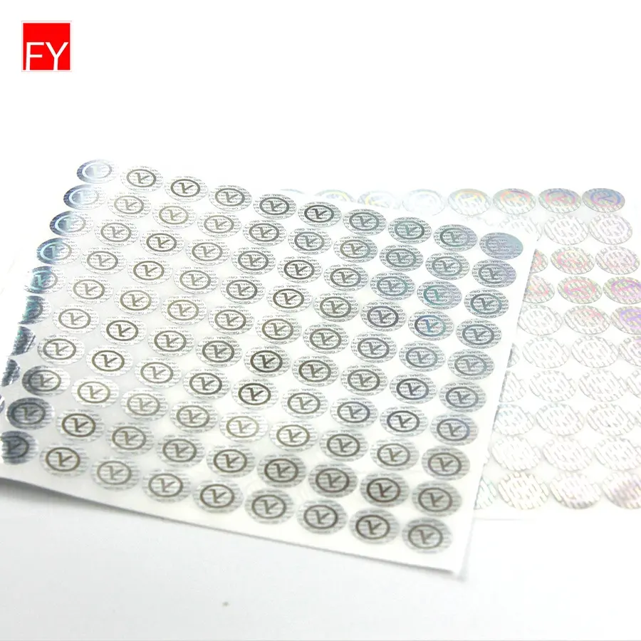 Pegatinas de sello de etiqueta de seguridad, adhesivo holográfico suave con impresión Uv, garantía transparente