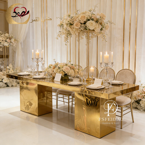 Meubles de salle à manger de luxe populaires, design en acier inoxydable, table à manger - Product Image 3