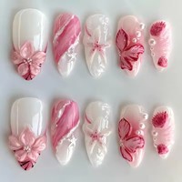 Hermosas Uñas Postizas Hechas a Mano, Uñas Artificiales 3D, Uñas de Gel