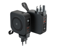 Power Bank Nirkabel Magnetik 5 in 1 PD 20W dengan Kabel Terintegrasi, Pengisian Cepat, Charger Portabel