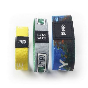 Pulsera de Tela Sublimada Personalizada con Logotipo Ecológico Impreso a Todo Color, Pulsera Elástica Tejida de Poliéster para Festivales - Product Image 5