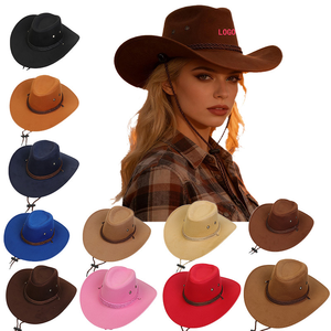 Sombrero <span class=keywords><strong>de</strong></span> Vaquero Unisex Personalizado en Oferta, Color Sólido, Algodón y Poliéster, para Fiestas, Deportes al Aire Libre, Sombreros <span class=keywords><strong>de</strong></span> Vaquera para Adultos, Sombrero Fedora - Product Image 1