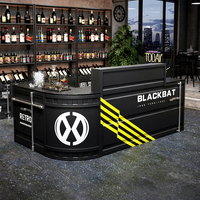Comptoir de bar en métal de style conteneur industriel avec rangement pour salle de sport, café et réception de magasin de détail