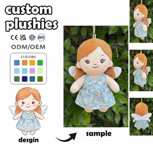 Peluches personnalisées avec logo, fabricant de jouets en peluche, <span class=keywords><strong>ange</strong></span> personnalisé, robe florale, ailes, porte-clés, animal en peluche, poupée en peluche - Product Image 1