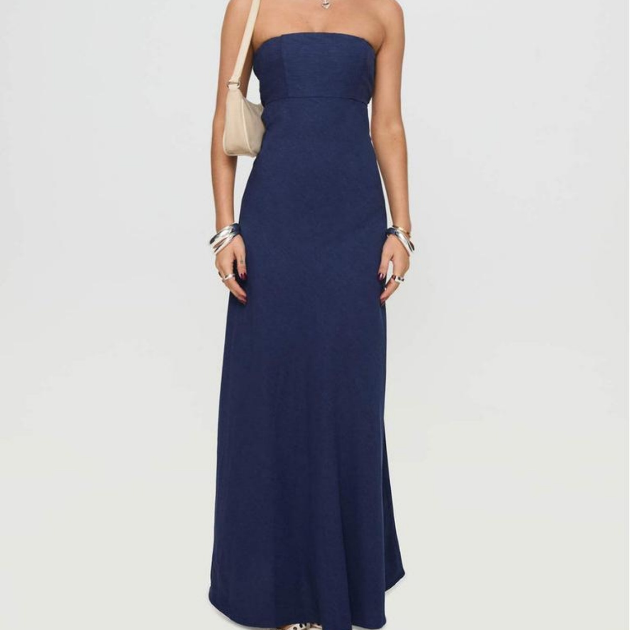 long navy blue strapless dress ZAPAKA Women Navy Long Prom Dress With Slit Mermaid Side Streamer Ruched Corset Strapless Formal Dress, Navy / US4 main image 1