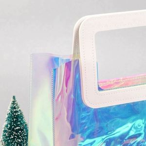 Bolsa de Compras Transparente de PVC Holográfico, Tipo Jelly, para Regalos y Compras, Venta al Por Mayor - Product Image 4