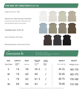 <span class=keywords><strong>Camiseta</strong></span> Personalizable de Verano sin Mangas, Transpirable, de Secado Rápido, Estilo Urbano, Holgada, 305G, 100% Algodón, Deportiva y a la Moda para <span class=keywords><strong>Hombre</strong></span> - Product Image 6