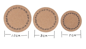 Sous-verres en bois écologiques naturels pour tasses à thé chaudes, sets de sous-verres ronds en liège pour boissons et vin - Product Image 4