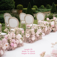 Bruiloft Tropische 50cm Witte Bruiloft Vloerbloemen Perzik Pluizige Zijden Bloemenrijen voor Vloer Hortensia Bloemen Gangarrangement