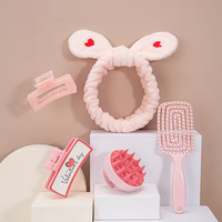BL nouveau Kit d'accessoires de Spa de lavage de cheveux à venir pour la Saint-Valentin fête des mères bandeau brosse à cheveux Massage du cuir chevelu ensemble rose personnalisé