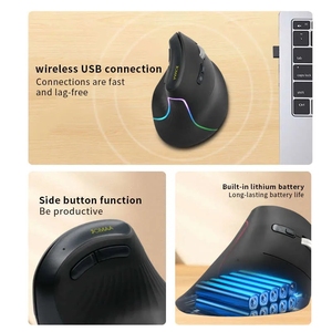 JOMAA Vertical Wireless <b>Mouse</b> Rechargeable RGB Backlit Ergonomic Optical <b>USB</b> Type C <b>Mice</b> for Laptop Right Hand <b>mouse</b> - Product Image 4